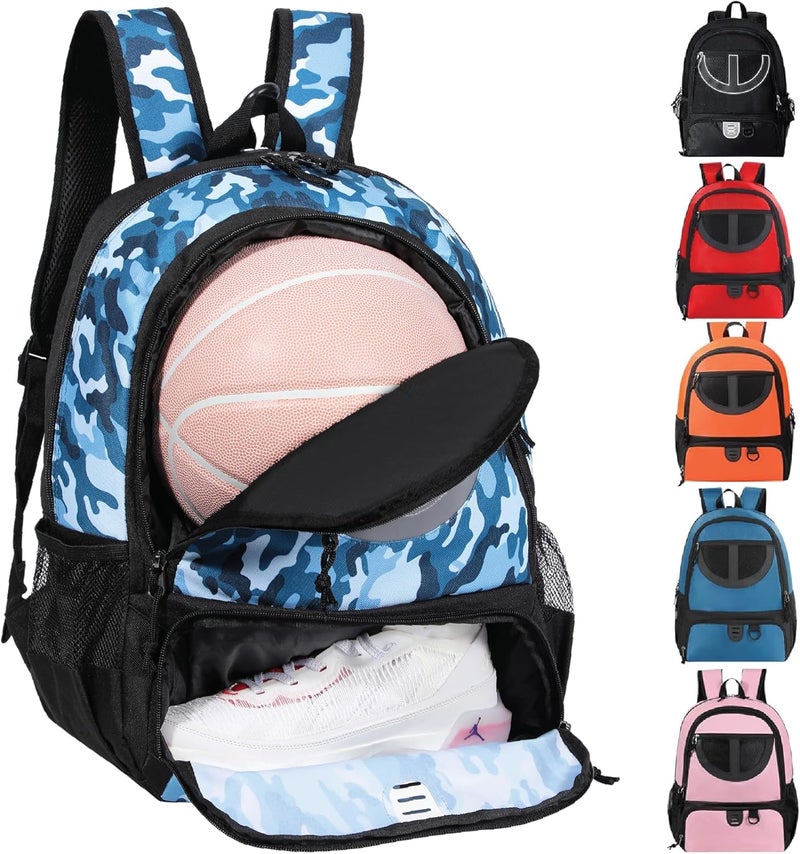 TRAILKICKER Basketball Bag Backpack for Men Women with Ball & Shoes Compartment 30L Capacity Lightweight Breathable Boys Girls Soccer Ball Bag Backpack Fit Volleyball Football Sports Travel School Gym - Image 1
